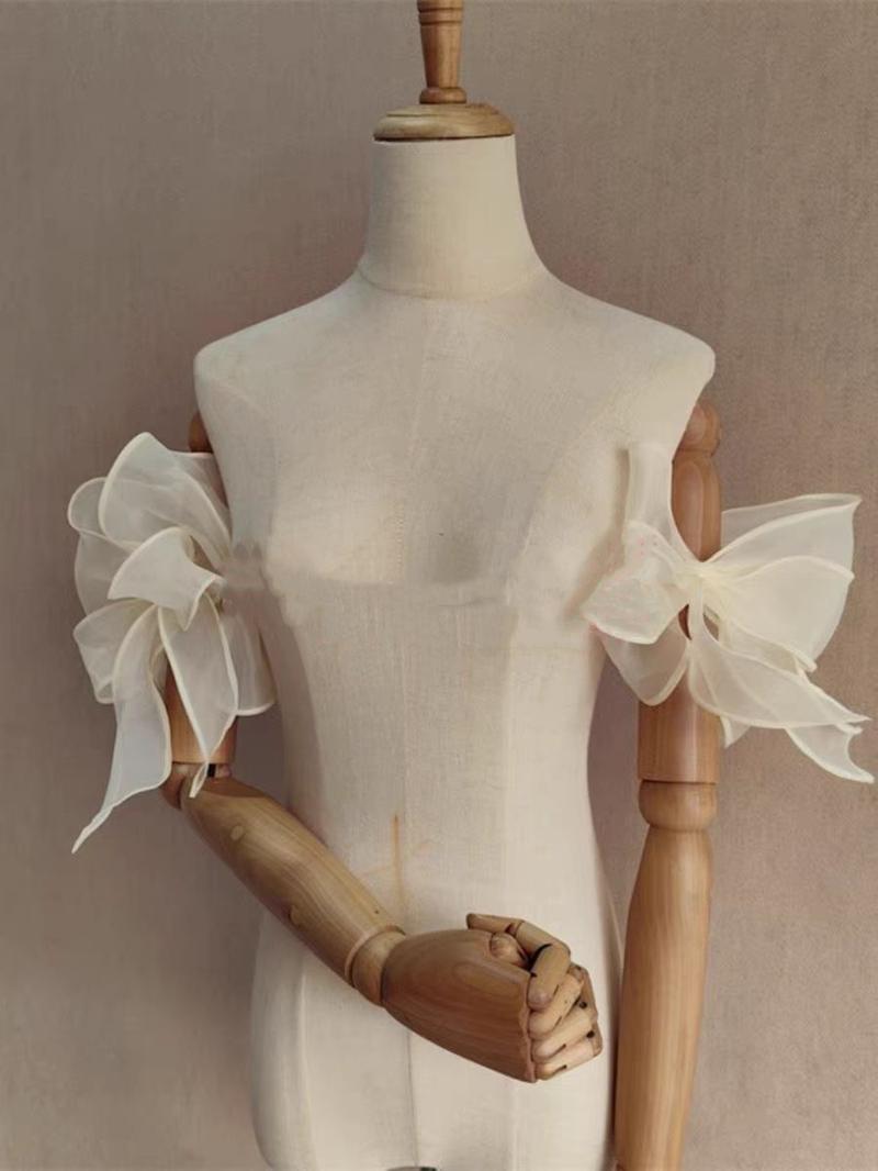 Product Introduction of Đầm cưới, cô dâu tay áo, có thể tháo rời, có nơ, làm bằng Organza, thích hợp cho váy dự tiệc, phụ kiện cho phụ nữ 12