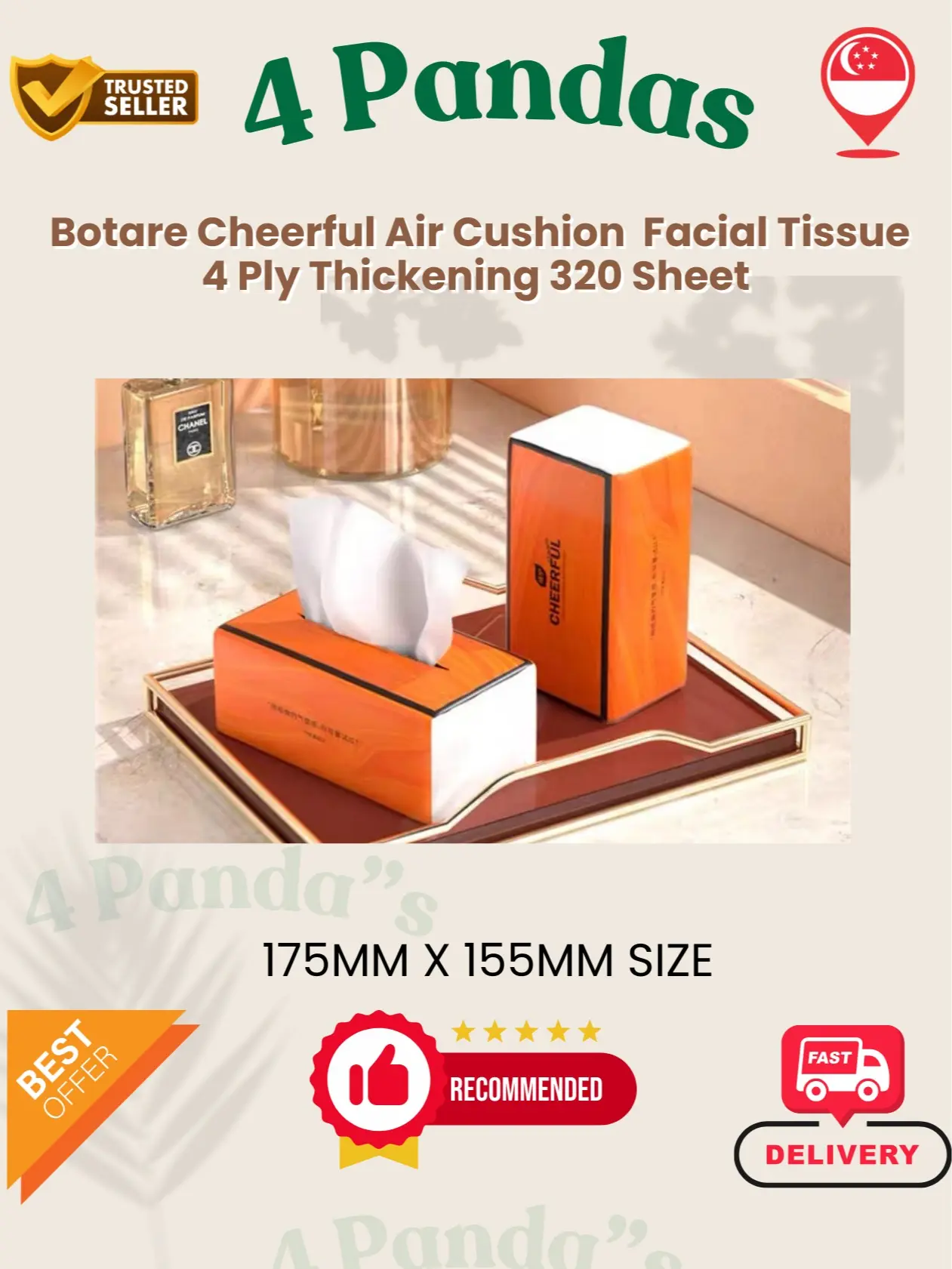 ｛Local Seller Ready Stock} 4Ply 360 Sheet Tissue Soft Facial Tissue Paper Botare Tissue Cheerful Tissue Paper Tissue Pack facial  tissue