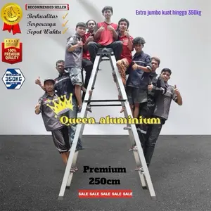 Bisa COD - PREMIUM 2,5 Meter / Tangga Lipat Aluminium Super Jumbo Grand Hitam Ukuran 2,5 M / 250 Cm
