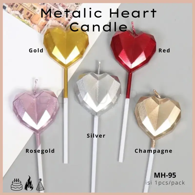 (ESQ) Metalic Heart Candle / Lilin Ulang Tahun Love / MH-95 1