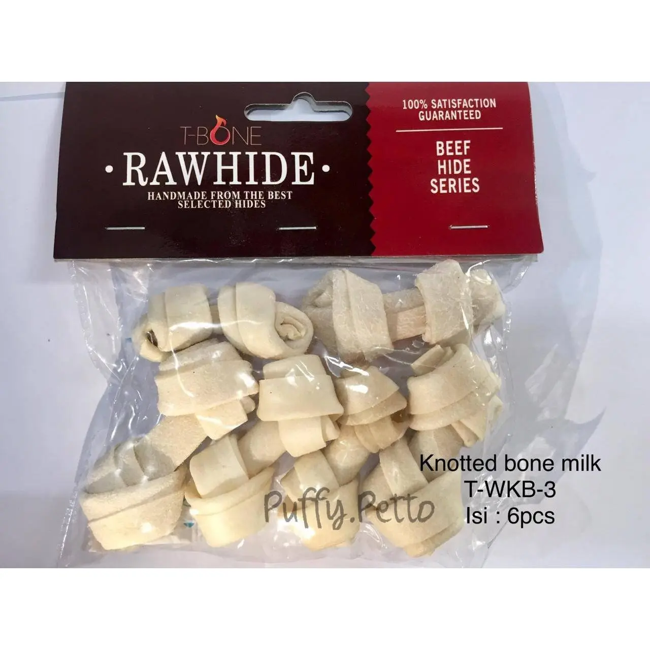 SNACK anjing tulang gigitan knotted bone 3"-TWKB3-SUSU puffy petto