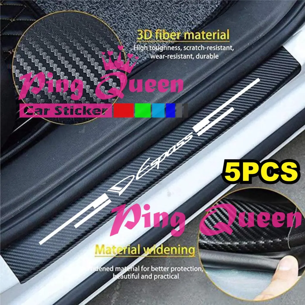 Sticker carbon 3d mobil espass stiker sill plate karbon 3d mobil daihatsu espass 5pcs
