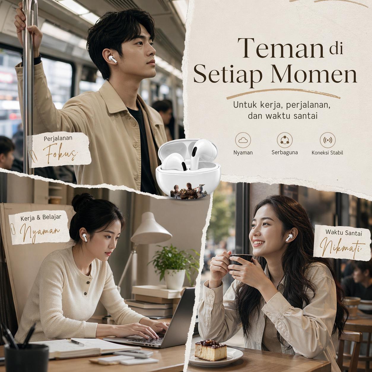 [Garansi Resmi] Black Myth Wukong TWS Bluetooth  Earphone ANC Peredam Kebisingan  Earbuds Mikrofon Internal HD Baterai 24 Jam Cocok Untuk Olahraga