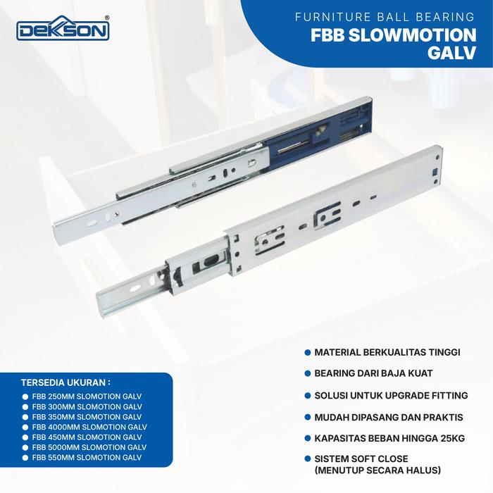 Gambar DEKKSON Furniture Ball Bearing Rel Laci Dorong FBB DT45 Slowmotion GALV - 250MM dari Dekkson Official Shop Kota Administrasi Jakarta Barat Tokopedia