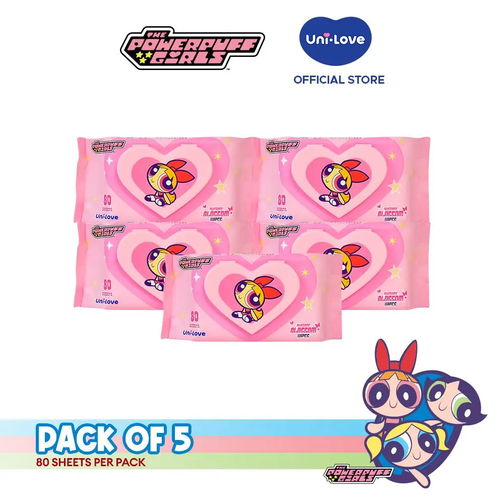 Uni-Love x The Powerpuff Girls Wipes 80's (Blossom) Pack of 5