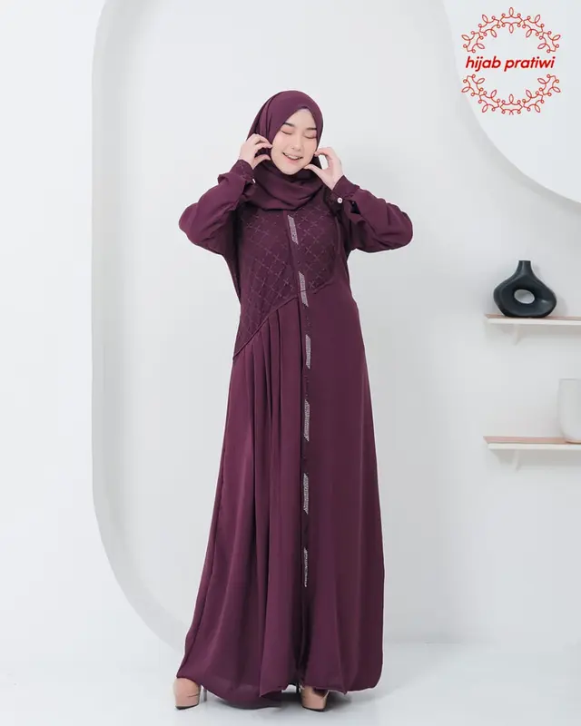 Syakila Dress Gamis Cringkel Mix Brukat Gamis Viral Kekinian Terbaru Gamis Muslim Elegant Gamis Kondangan Hits 2025 2