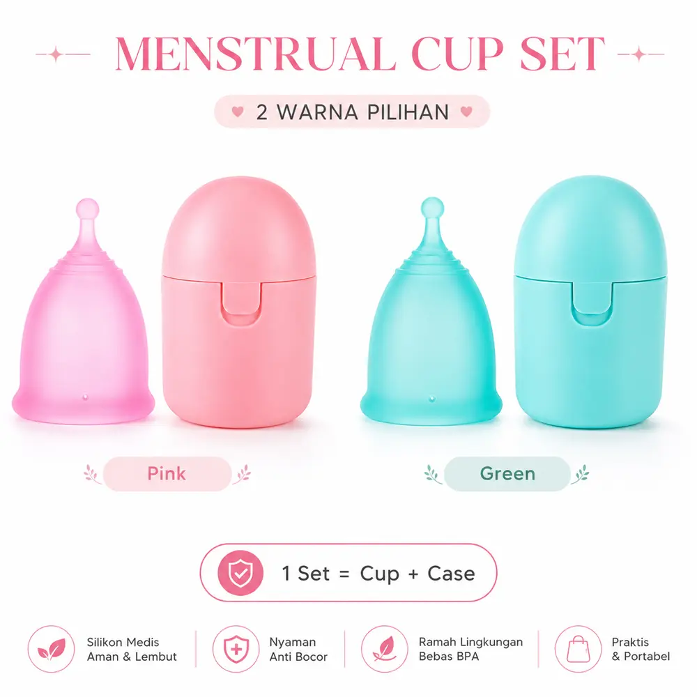 Menstrual Cup Silikon Reusable Size S/L Pengganti Pembalut Wanita untuk Haid