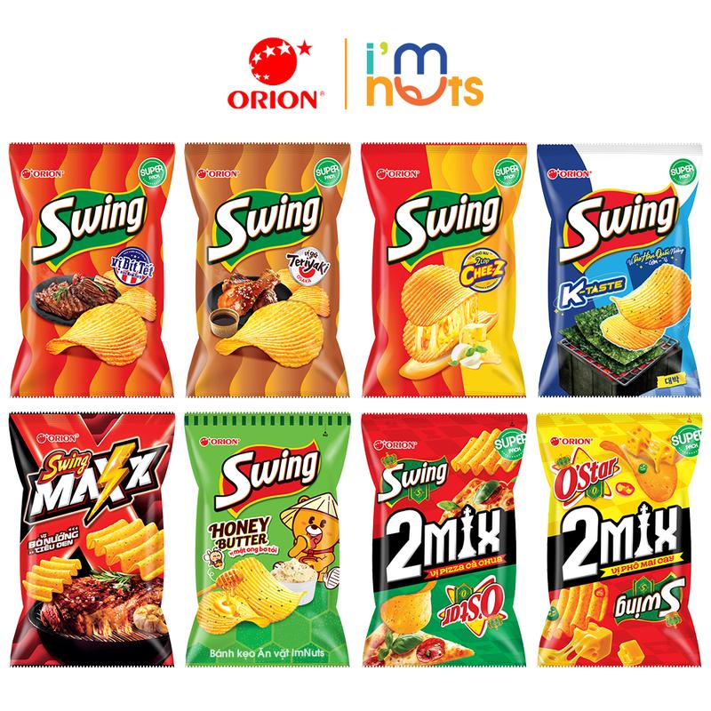 Combo 5 Gói Bánh Snack Khoai Tây Swing Orion Đủ Vị Gói Nhỏ Và Gói Lớn