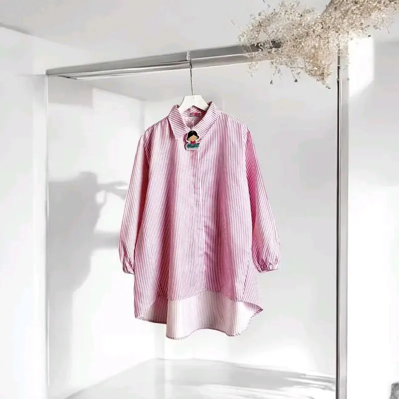 KARRA Kameja Salur Oversize Bestseller Atasan Wanita Casual 5