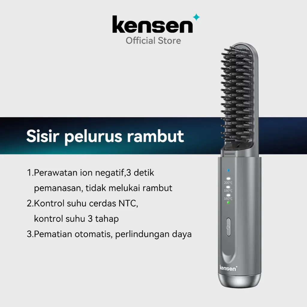 Kensen -Sisir Catok Pelurus Rambut Elektrik- Electric Hair Comb / Unisex