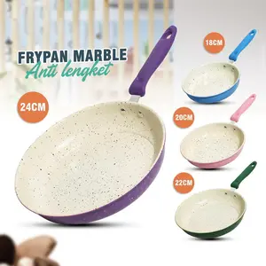 Panci Teflon Frypan Marble Enamel / Teflon Frypan Marble Berwarna / Teflon Frypan Enamel Anti Lengket penggorengan anti lengket Kitchenware teflon  serbaguna