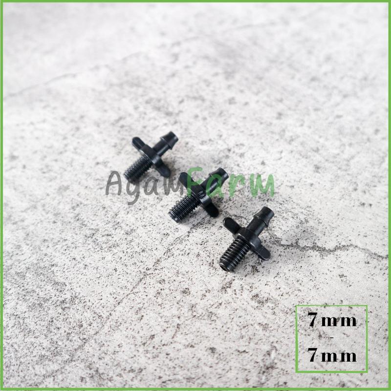 Nepel Ulir 7mm ke selang 7mm | Pembagi air hidroponik 3