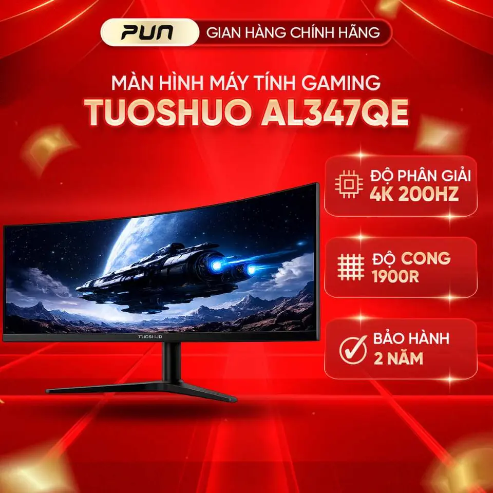MÀN HÌNH GAMING TUOSHUO AL347QE 34 INCH 4K 200HZ FAST IPS CONG 1900R HDR400