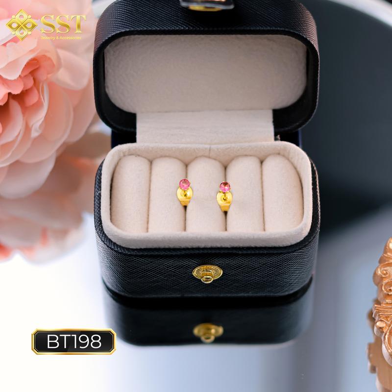 Bông tai nụ hồng 3mm chất liệu titan Không Đen Gỉ BT198