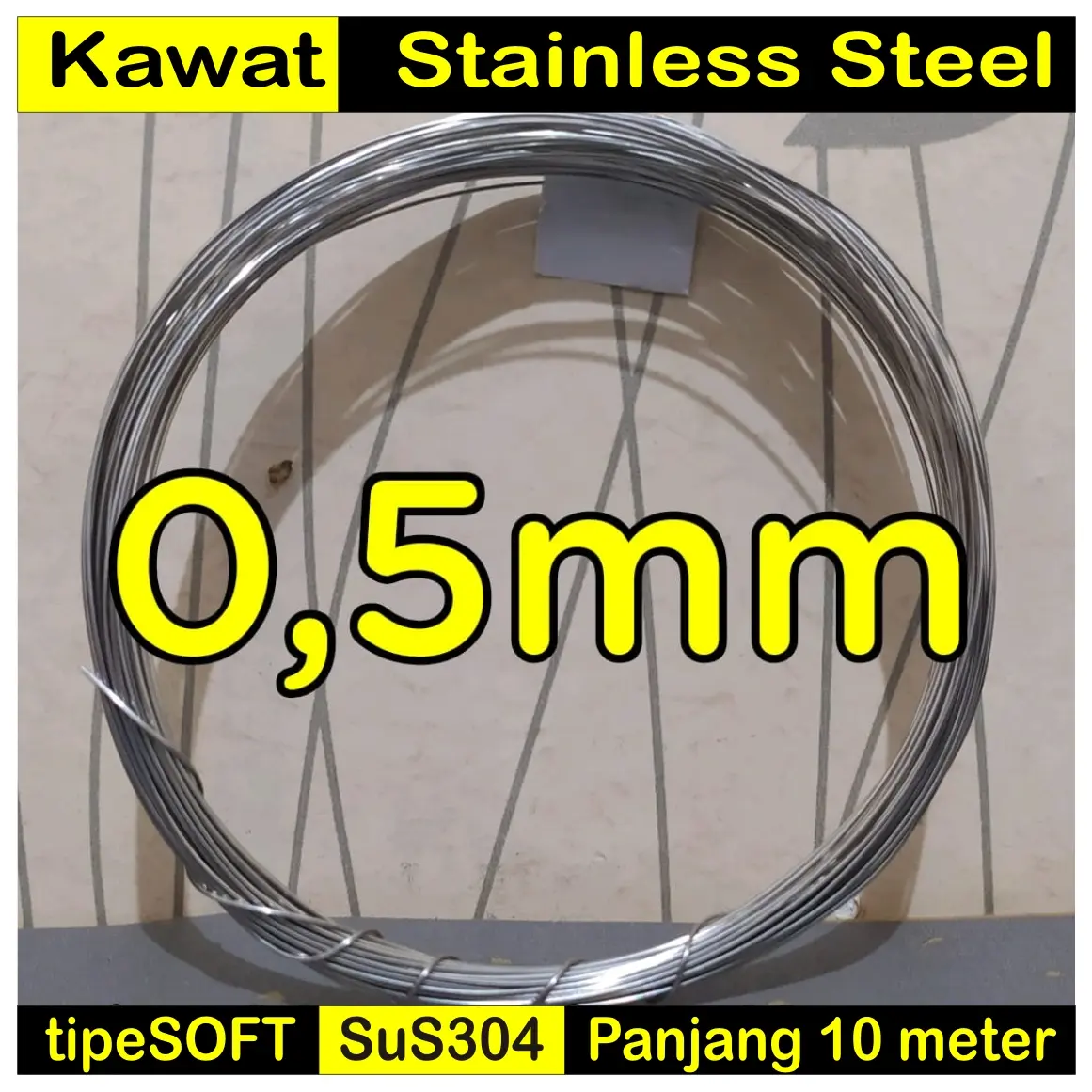Kawat Stainless Steel 304 Soft Lunak 0.5mm 10meter