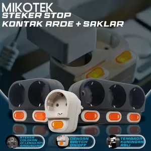 Steker Stop Kontak Arde + Saklar Mikotek 1 Lubang / 2 Lubang / 3 Lubang Murah