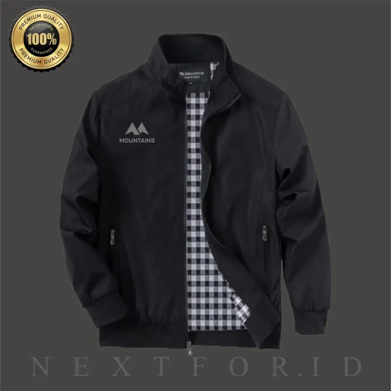 MOUNTAIN Jaket Motor Hurrington Outdoor Pria - Casual dan Keren NXF4 - Kerah, Santai Jaket  Distro Nyaman 2