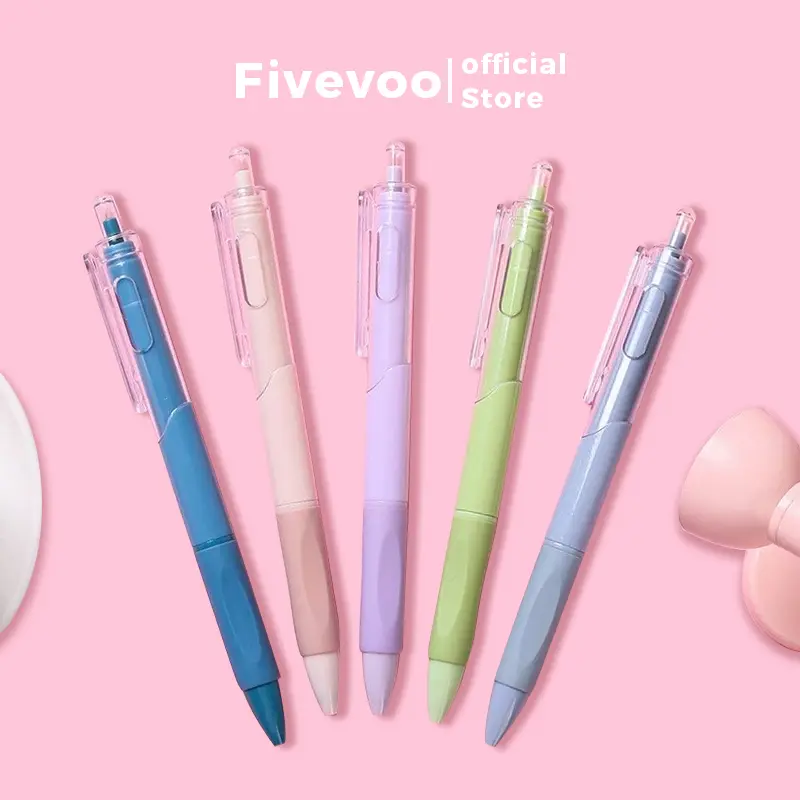 FIVEVOO pena bundling/ set alat tulis/ set pulpen tinta gel/ 1 set isi 5 pcs pulpen/ pulpen tinta 0.5mm