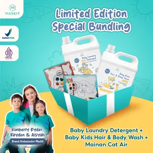 Bundling Mainan - Baby Laundry Detergent & Baby Kids Hair & Body Wash Gratis Cat Air  - Limited Edition - Maskit