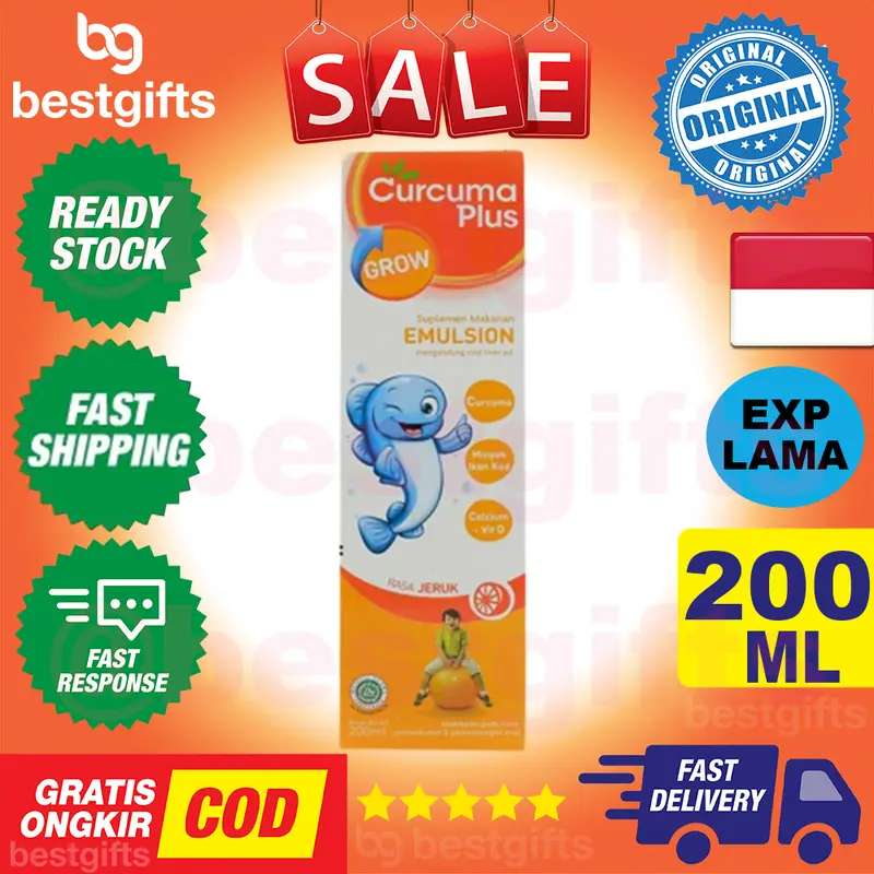 CURCUMA PLUS GROW EMULSION MENGANDUNG COD LIVER OIL SUPLEMEN  PENAMBAH NAFSU MAKAN ANAK 200 ML - RASA JERUK 3