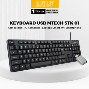 MTECH Keyboard Kabel USB untuk PC Komputer Laptop Smartphone - Garansi 1 Tahun Ganti Baru [ BISA COD ] Hitam
