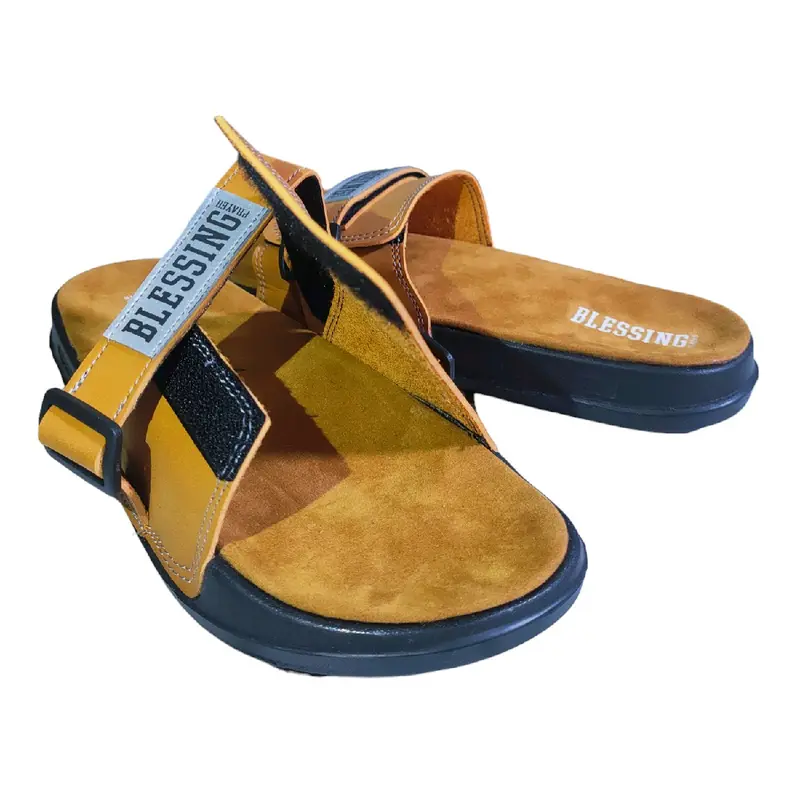 Sandal Kulit Slide | Sandal Slop Slip On Kulit dan Tali Velcro Promo Pria Wanita Terbaru Promo 0