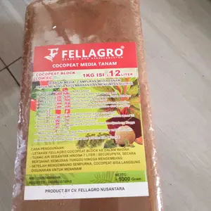 FELLAGRO Cocopeat Block 1 KG Media Tanam Organik Low-EC Mengembang Hingga 12 Liter untuk Menjaga Kelembaban dan Menyimpan Nutrisi