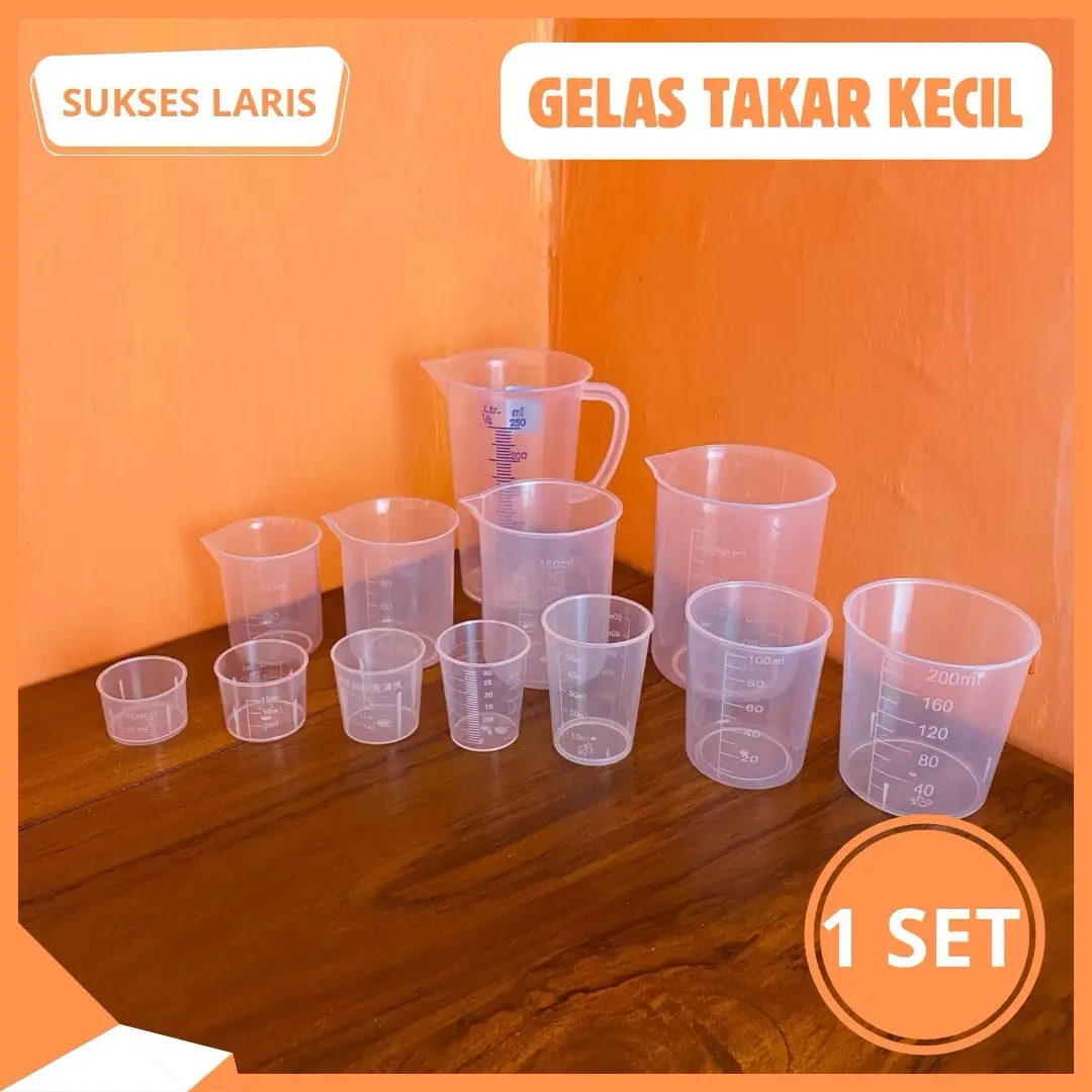 GELAS TAKAR KECIL 1 SET LENGKAP | GELAS UKUR KECIL 1 SET | GELAS TAKAR GULA SIRUP