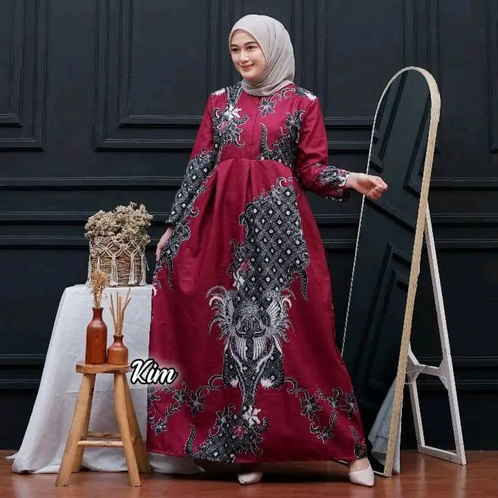 Gamis Batik Wanita Dewasa Busui Friendly Allsize Katun Polymicro Motif Terbaru Dress Muslim Panjang Maxi Syari Kondangan 0
