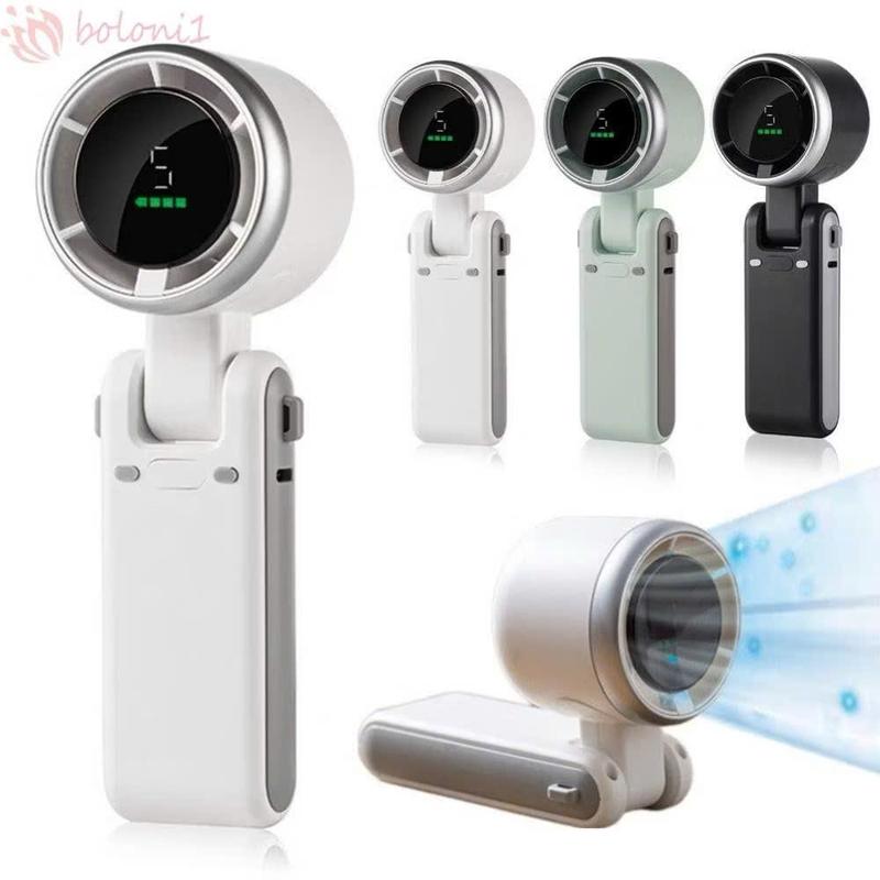 Quạt Cầm Tay Siêu Tốc Gấp Gọn Tích Điện Mini 5 Bánh Turbo Pin 3600mAh 5 Cấp Độ Gió Xoay 180 Độ Gấp Gọn Tặng Dây Đeo Cổ Tiện Lợi