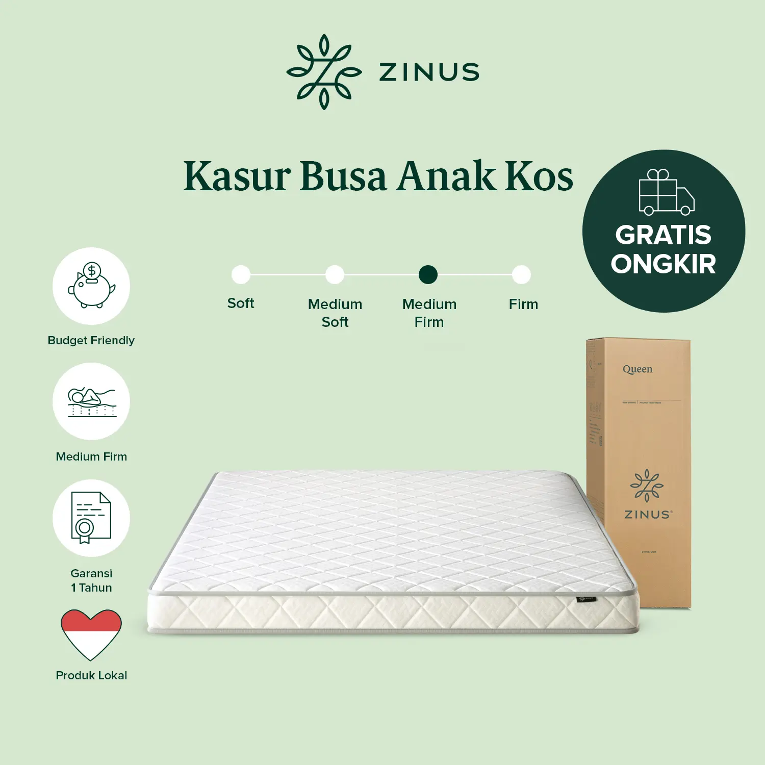 Kasur Busa Zinus Anak Kos Mattress in a Box Gratis Ongkir Furniture