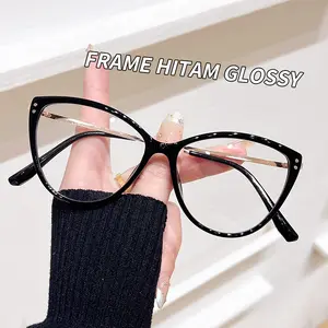 Kacamata cat-eye bingkai besar gaya Eropa dan Amerika TR90 terbaru untuk wanita, anti-cahaya biru, lensa resep tersedia, bingkai kacamata ultra-ringan yang trendi.9216