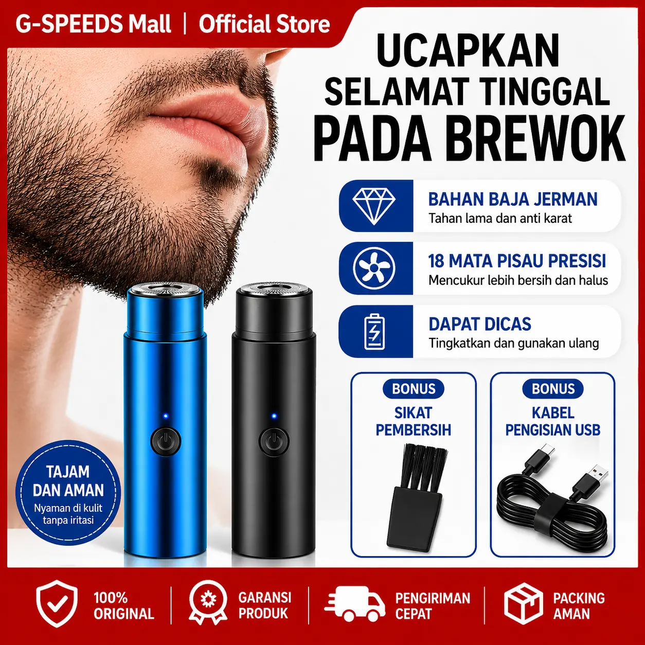 GS Alat cukur elektrik portable mini shaver isi ulang USB shaver travel untuk pria dan wanita Cukur Jenggot Recharge