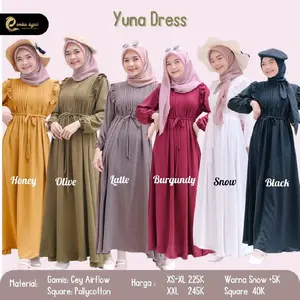 Yuna Dress - Gamis Cey Airflow | gamis crinkle by emka hijab