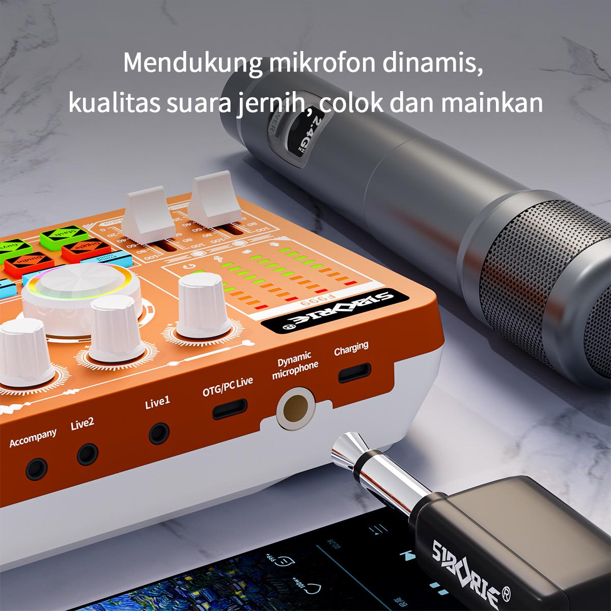 Siborie F999 Fashion Soundcard+BM800PRO Mic+OTG-2IN1+Ring Light Paket Lengkap Full Set 100% Original Mendukung COD