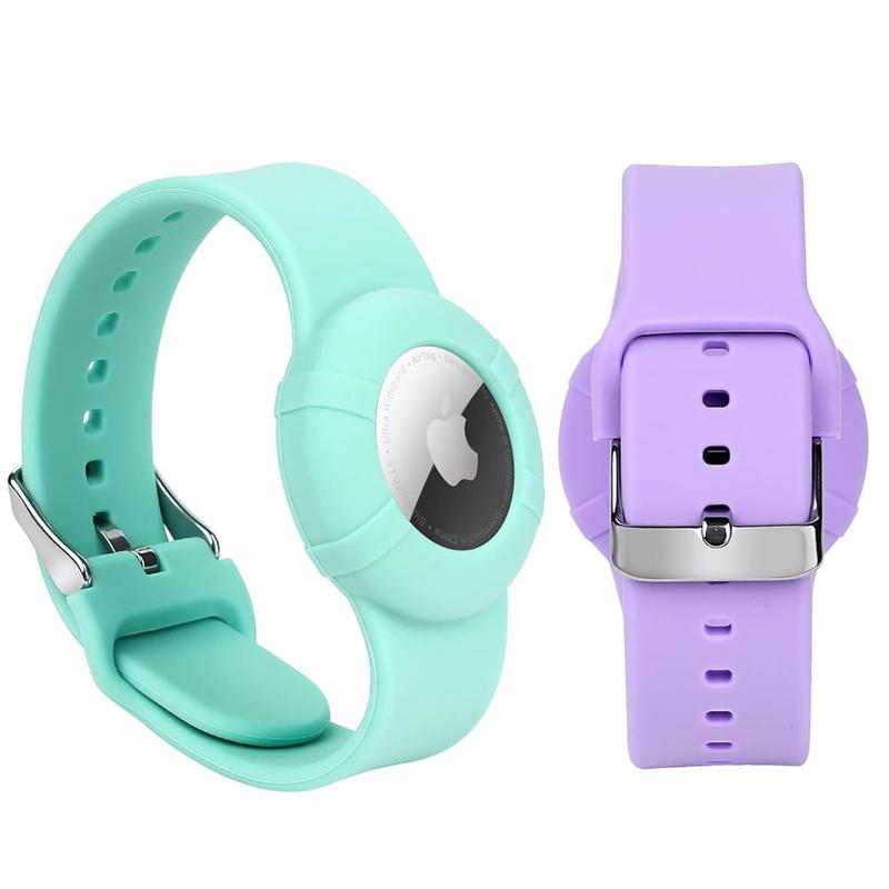 2 Pack Airtag Wristband Compatible with Apple AirTag,Soft Adjustable Airtag Bracelet, Airtag Watch Band for Kids Toddler Baby Children Elders 1