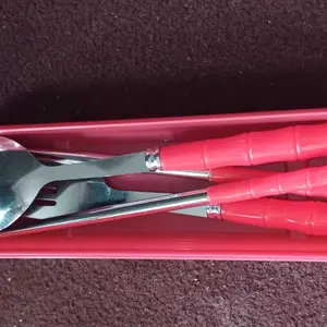 ELBER HL0685 (4 In 1) Set Sendok Alat Makan Cutlery Garpu Sumpit Set Box Stainless Steel Travel Silver Gold Peralatan Makan Y1877