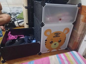 Product Review of BAS Lemari susun plastik rak serbaguna bedside table rak penyimpanan rak buku keranjang baju karakter 3 kotak from M**e 0