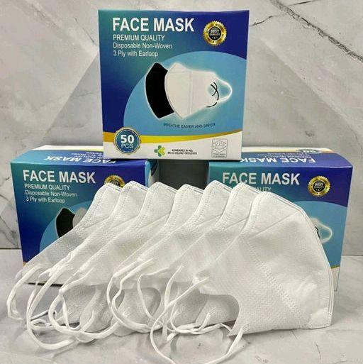 MASKER DUCKBILL 3 FLY PREMIUM QUALITY Disposable Non-Woven 3 Ply with Earloop ISI 50 Cocok untuk Kegiatan Sehari-hari - MASKER DB NON BOX ISI 50