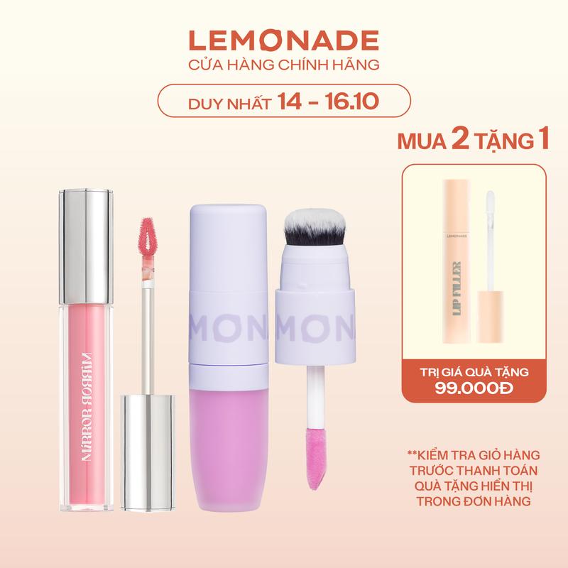 Combo 01 Son tint bóng Lemonade Mirror Mirror Water Tint Version 3 và 01 Má kem mịn lì thuần chay Lemonade Perfect Couple Blush 8.5g