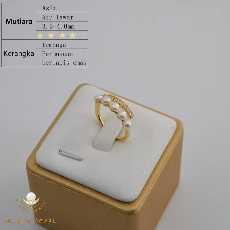 C030 Cincin Mutiara Asli Design Permata Elegant 6