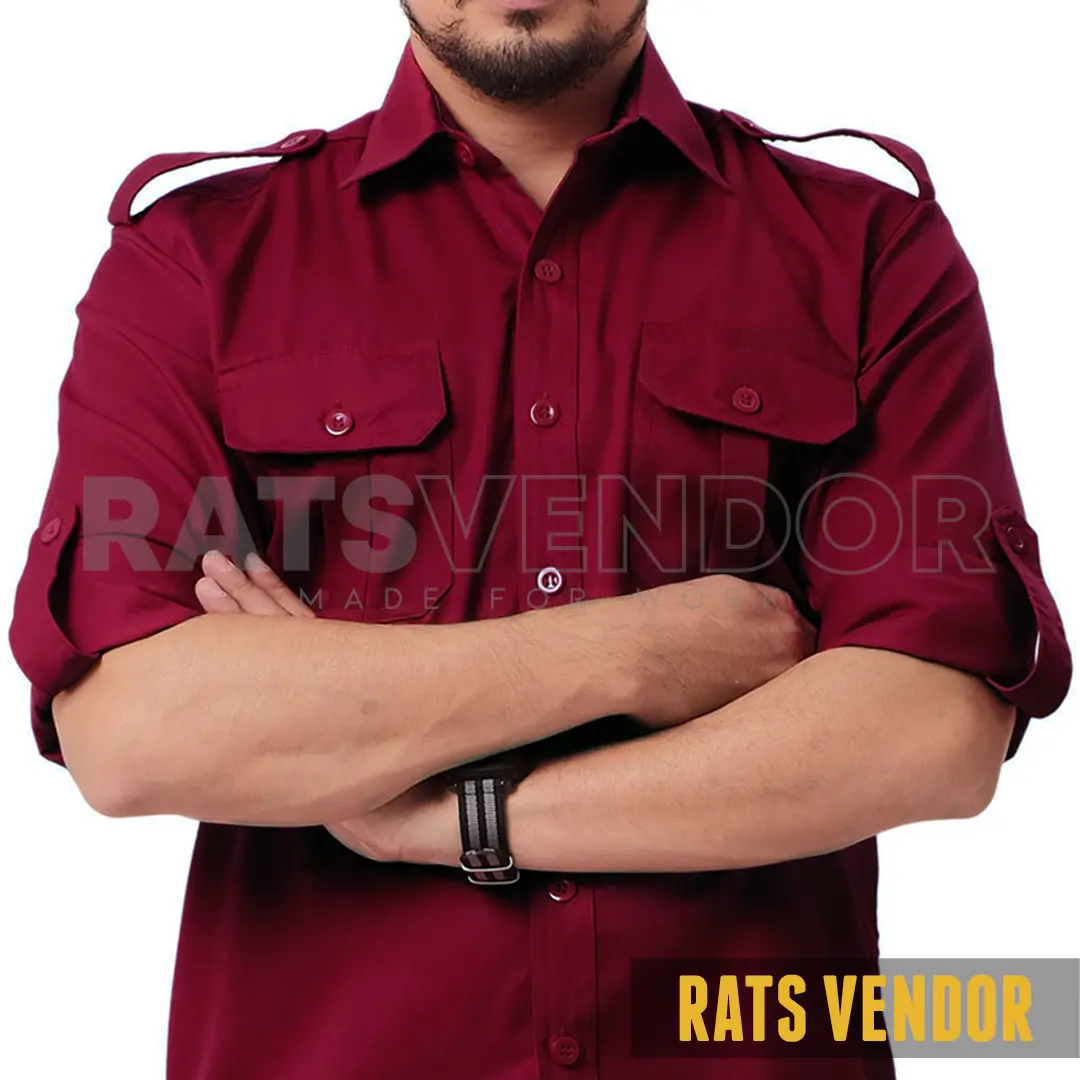 Ratsvendor Kemeja Outdoor / Lapangan / Gunung / PDL Lengan Panjang Warna Maroon