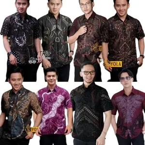 Promo Kemeja Batik Katun Lengan Pendek - Batik Kerja Kantoran Kondangan - M L XL XXL
