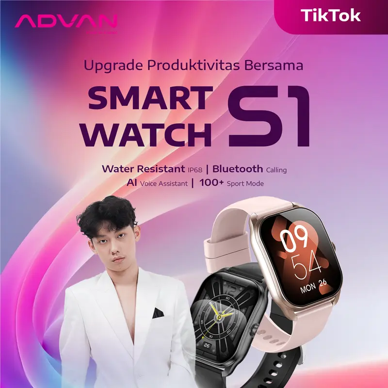 [Exclusive Willie Salim] ADVAN Smartwatch S1 AI Voice Assistant IPS Display 2.01" Touchscreen Waterproof IP68 Bluetooth Call Health Monitoring Jam Tangan Pintar Smartwatch Murah