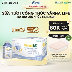 Thùng 12 hộp Varna Life sữa tươi công thức hỗ trợ sức khỏe tim mạch (Tím) (12 hộp giấy x 200ml) - Lactose free