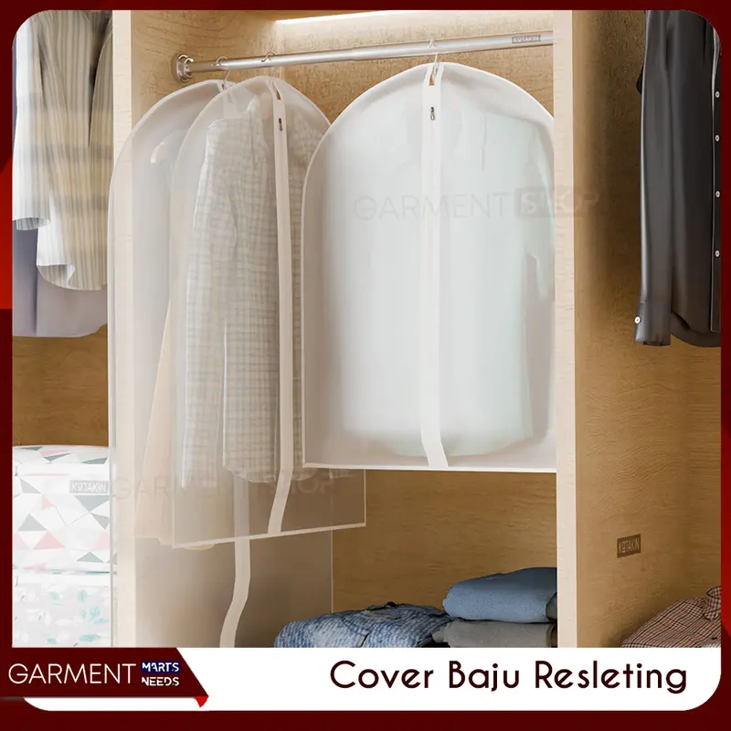 Cover Baju Resleting PEVA Anti Debu Penutup Gantungan Baju Pakaian Gown Jas 2