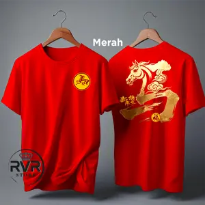 Kaos Keluarga Imlek 2026 Shio Kuda 263 Couple Pria Wanita Anak Desain Kuda Soft Katun PE Sablon Digital Printing Tahan Lama Baju Oblong Distro Dewasa Ibu
