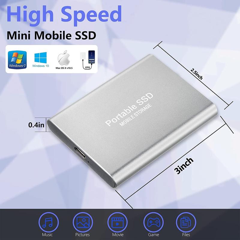 Product Introduction of 4TB External Hard Drive Portable SSD Type-C/USB 3.1 External Solid State Drive Hard Disk External Compatible with Desktop/Laptop/Mac/Windows/Linux/Android 3