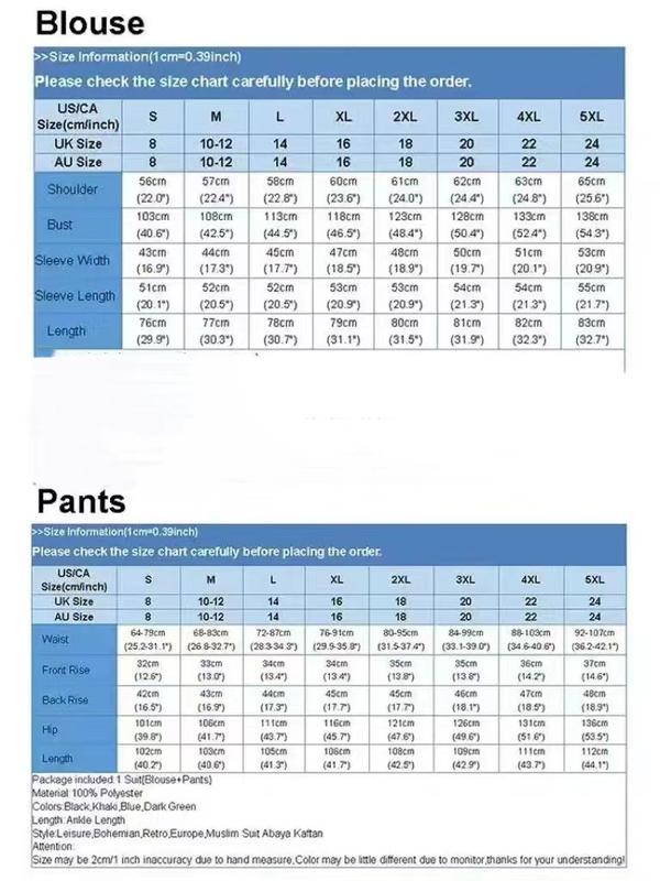 Product Introduction of Soild Color Muslim Long Sleeve Long Pants Shirt Set Pleated Blouse Pants Set 1
