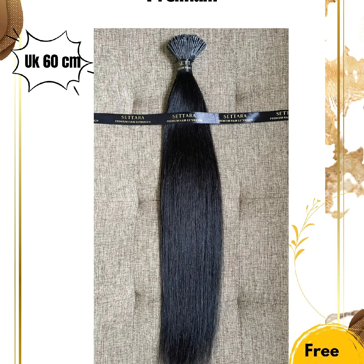 Rambut Sambung Premium smoothing hitam Uk 60 cm